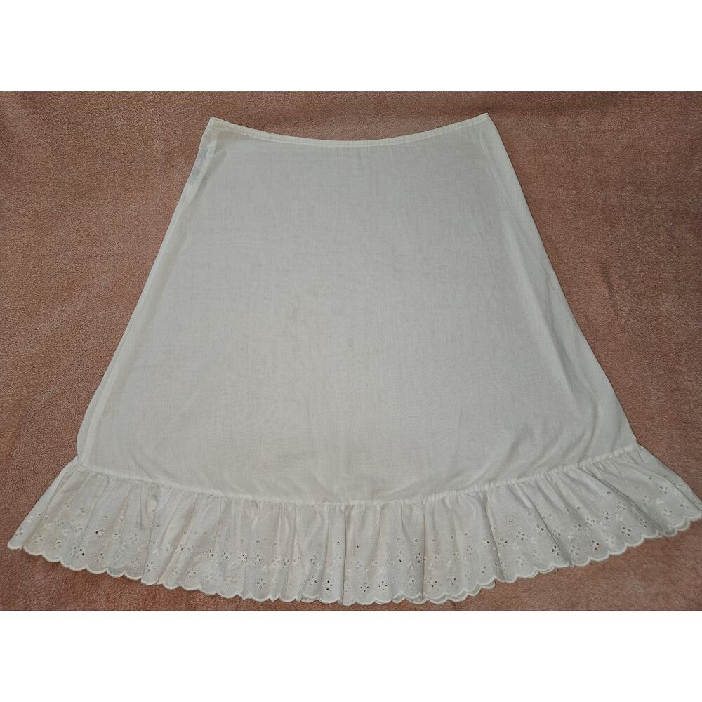 Vintage Cotton Cameo Rose White Eyelet Ruffle Slip Skirt Size 5/6- Made in USA